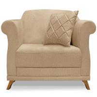 Poltrona Decorativa Retro Polo Com Almofada Linho Dourado Ezz Dourado