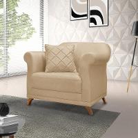 Poltrona Decorativa Retro Polo Com Almofada Linho Dourado Ezz Dourado - 6