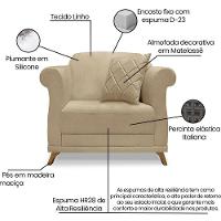 Poltrona Decorativa Retro Polo Com Almofada Linho Dourado Ezz Dourado - 8