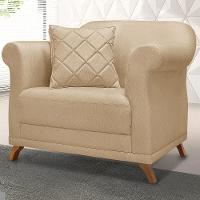 Poltrona Decorativa Retro Polo Com Almofada Linho Dourado Ezz Dourado - 9