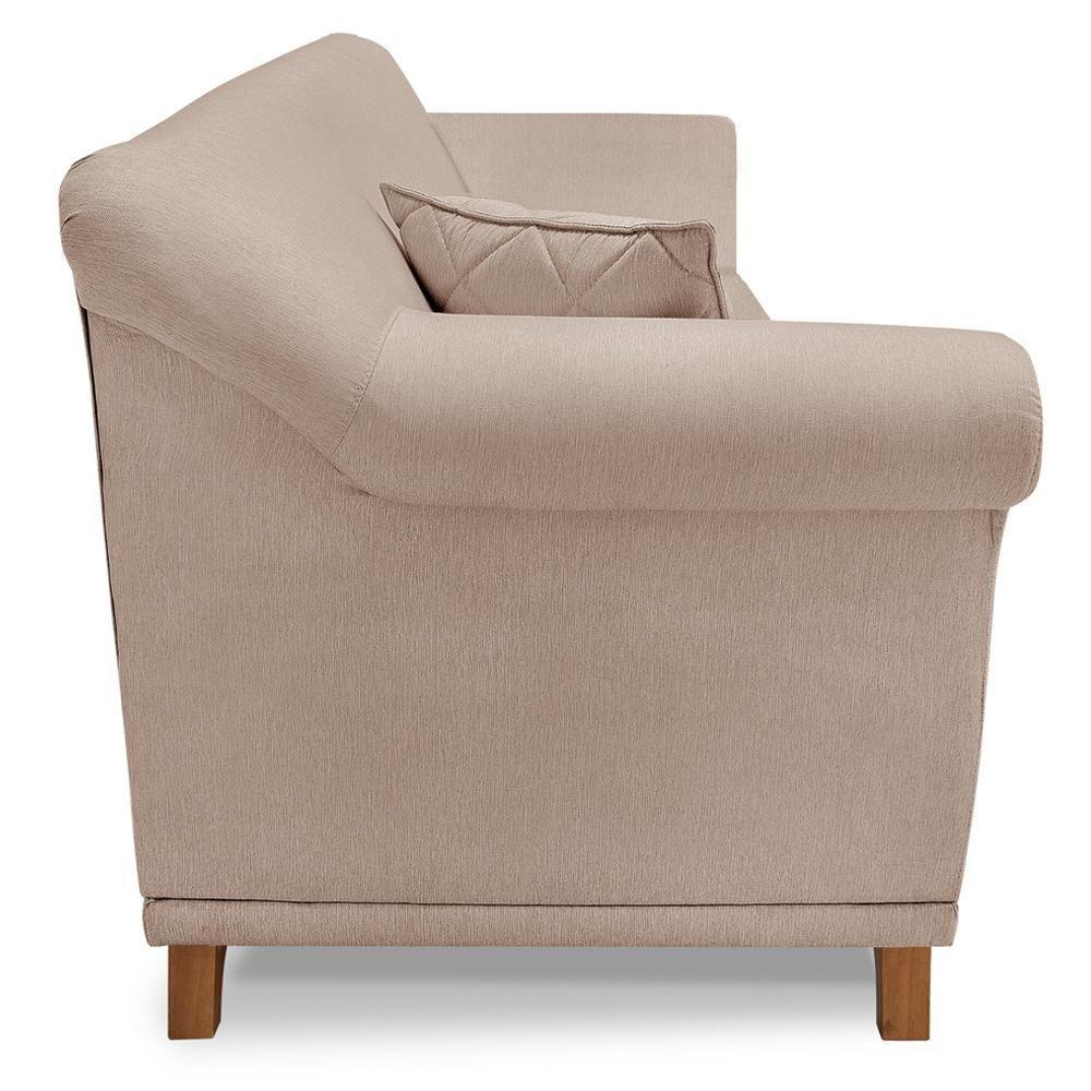 Poltrona Decorativa Retro Polo Com Almofada Linho Areia Ezz Areia - 3