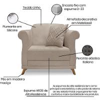 Poltrona Decorativa Retro Polo Com Almofada Linho Areia Ezz Areia - 6