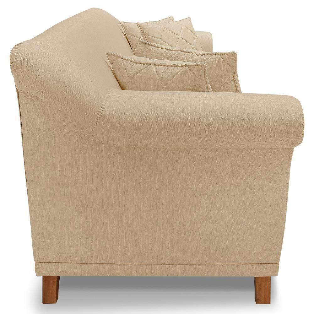 Sofa 2 Lugares Retro Polo 160cm Com Almofada Linho Dourado Ezz Dourado - 3