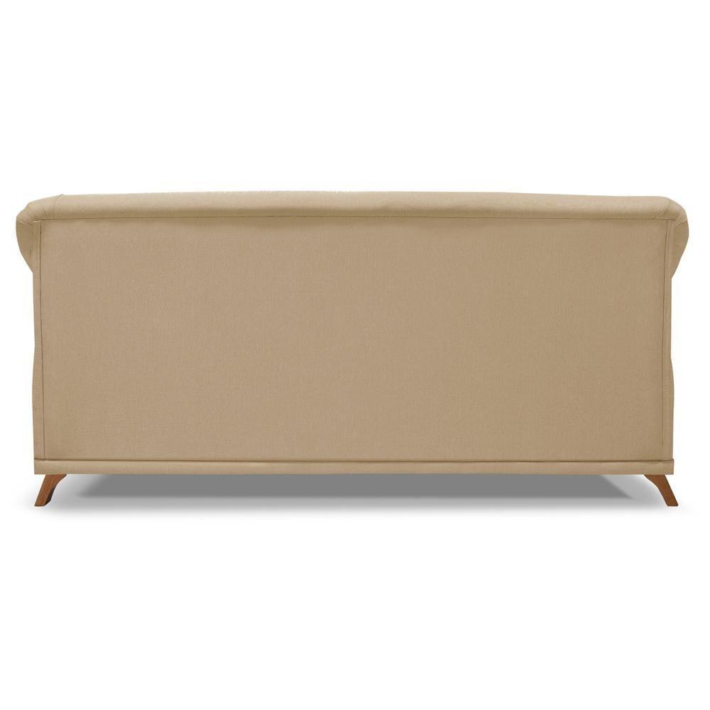 Sofa 2 Lugares Retro Polo 160cm Com Almofada Linho Dourado Ezz Dourado - 5