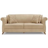 Sofa 2 Lugares Retro Polo 160cm Com Almofada Linho Dourado Ezz Dourado - 2