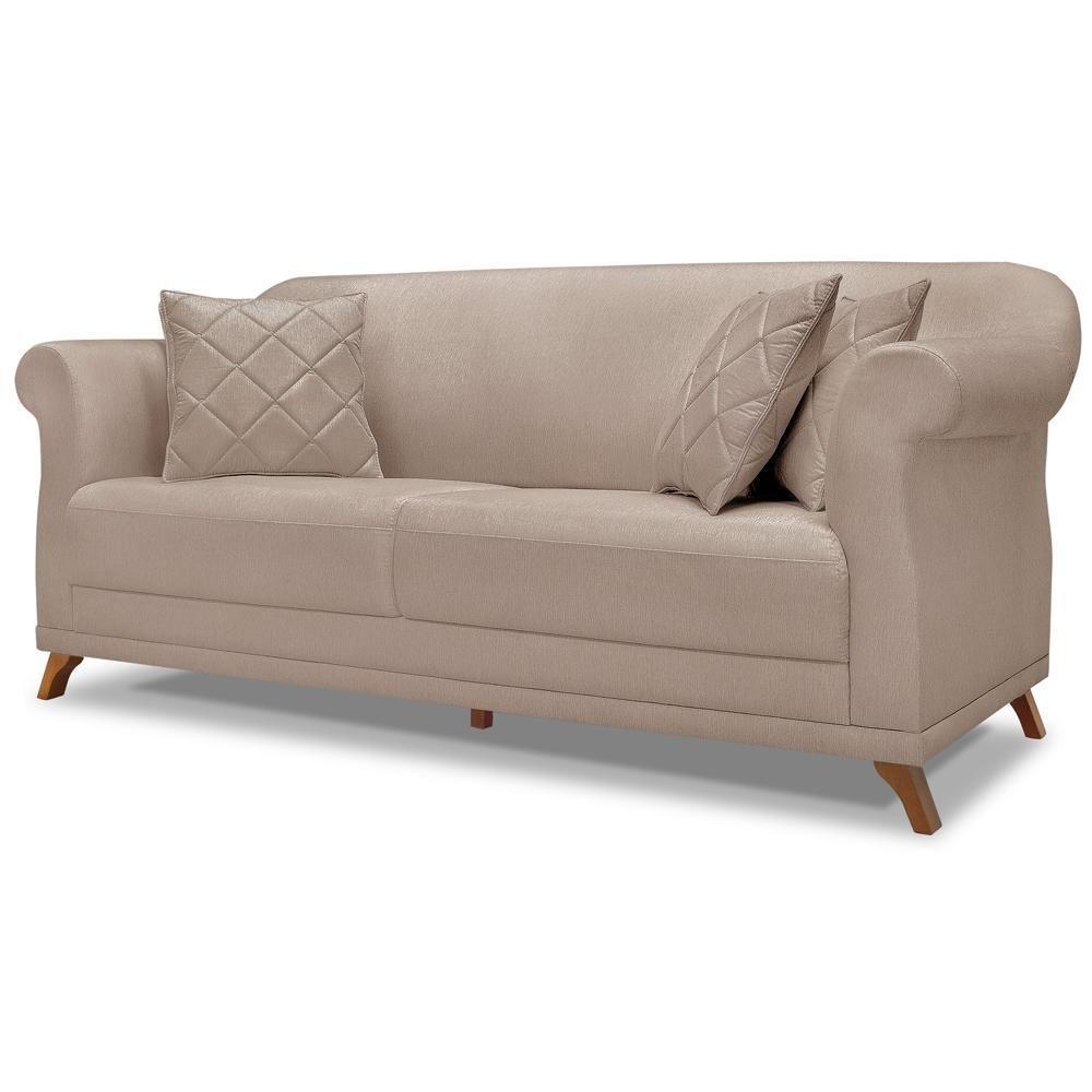 Sofa 2 Lugares Retro Polo 160cm Com Almofada Linho Areia Ezz Areia - 1