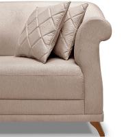 Sofa 2 Lugares Retro Polo 160cm Com Almofada Linho Areia Ezz Areia - 3