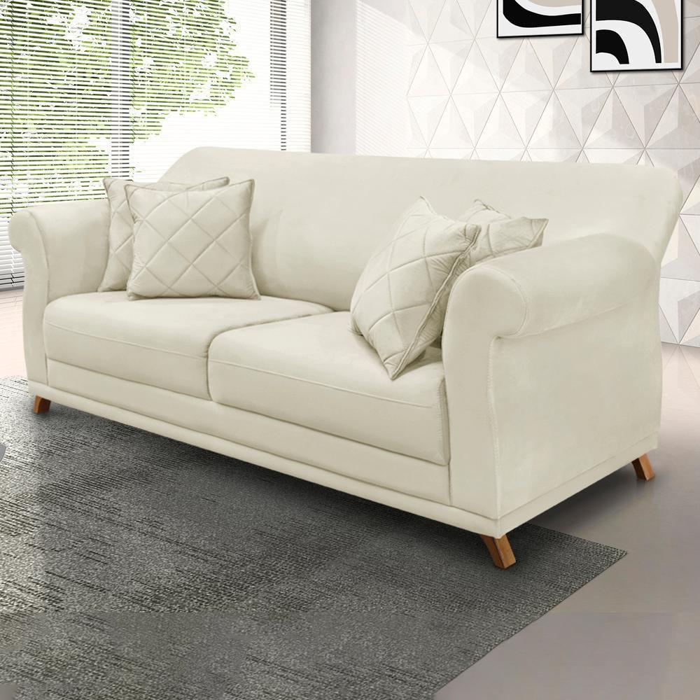 Sofa 3 Lugares Retro Polo 200cm Com Almofada Veludo 2221 Ezz 2221 - 9