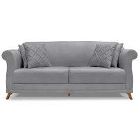 Sofa 2 Lugares Retro Polo 180cm Com Almofada Linho Cinza Ezz Cinza - 2