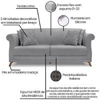 Sofa 2 Lugares Retro Polo 180cm Com Almofada Linho Cinza Ezz Cinza - 8