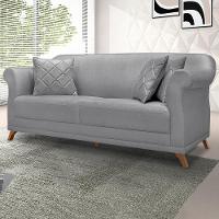 Sofa 2 Lugares Retro Polo 180cm Com Almofada Linho Cinza Ezz Cinza - 9