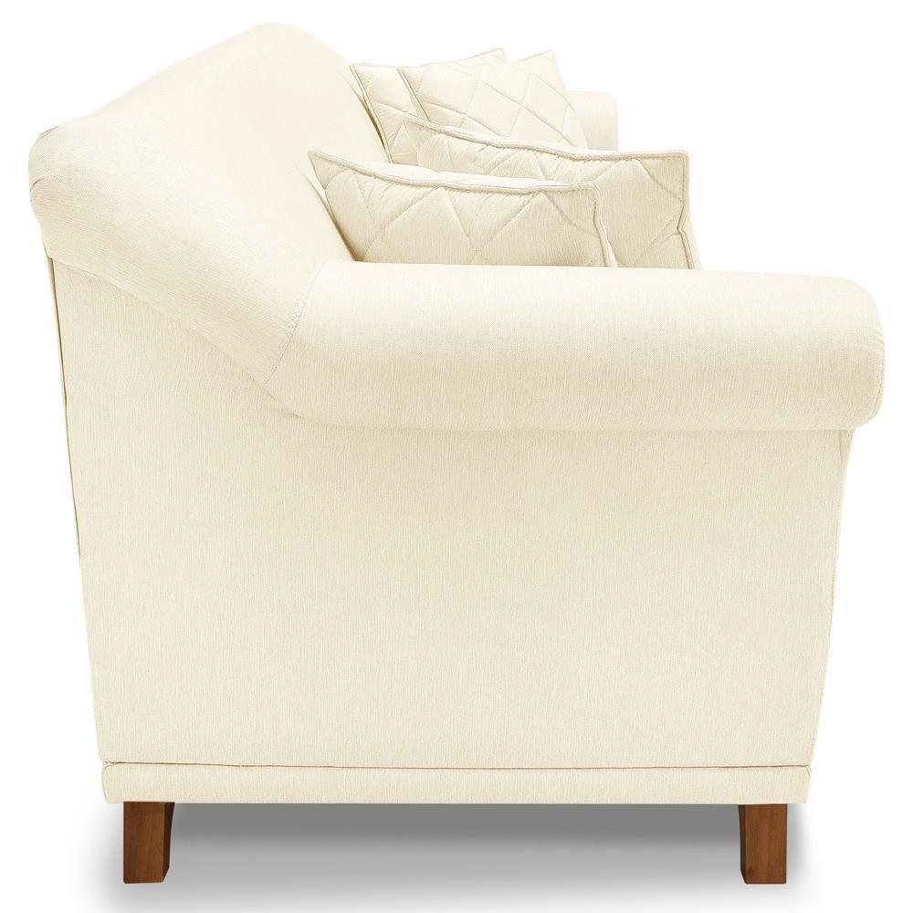 Sofa 2 Lugares Retro Polo 160cm Com Almofada Linho Perola Ezz Perola - 2