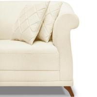 Sofa 2 Lugares Retro Polo 160cm Com Almofada Linho Perola Ezz Perola - 3