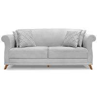 Sofa 2 Lugares Retro Polo 180cm Com Almofada Linho Grigio Ezz Grigio - 2