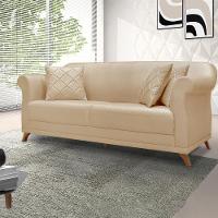 Sofa 2 Lugares Retro Polo 180cm Com Almofada Linho Dourado Ezz Dourado - 6