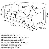 Sofa 2 Lugares Retro Polo 180cm Com Almofada Veludo 2231 Ezz 2231 - 5