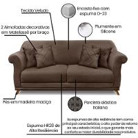 Sofa 2 Lugares Retro Polo 180cm Com Almofada Veludo 2231 Ezz 2231 - 6