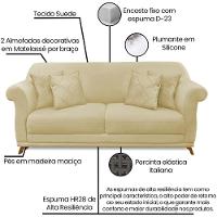 Sofa 3 Lugares Retro Polo 200cm Com Almofada Suede 1100 Ezz 1100 - 8