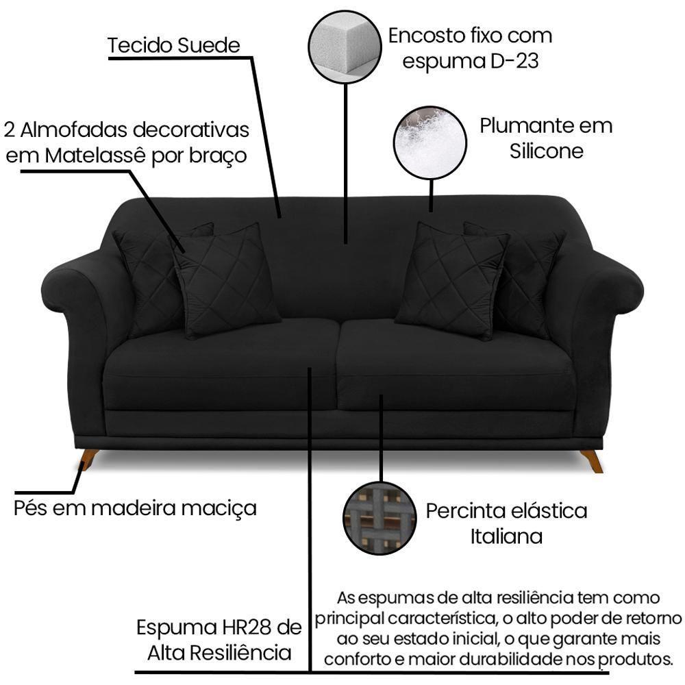 Sofa 2 Lugares Retro Polo 180cm Com Almofada Suede 1105 Ezz 1105 - 8