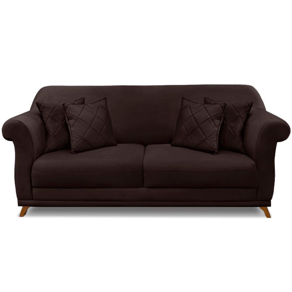 Sofa 3 Lugares Retro Polo 200cm Com Almofada Suede 1102 Ezz 1102 - 4