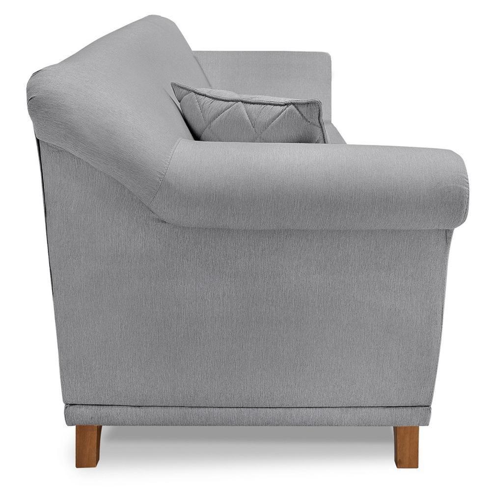 Poltrona Decorativa Retro Polo Com Almofada Linho Cinza Ezz Cinza - 3