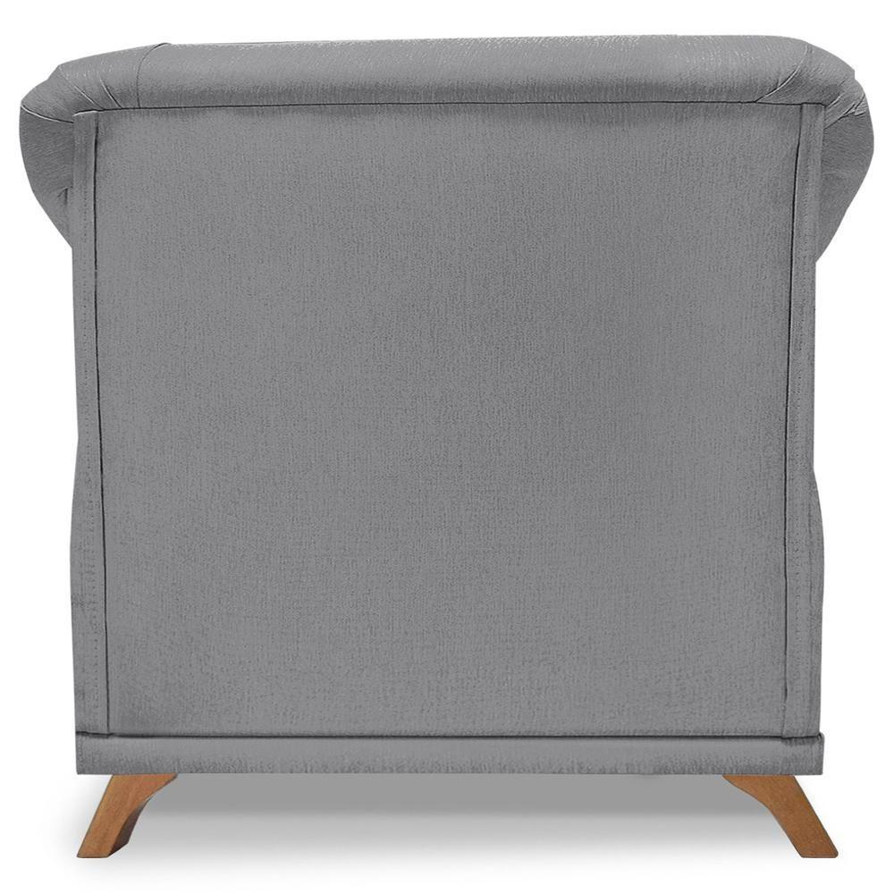 Poltrona Decorativa Retro Polo Com Almofada Linho Cinza Ezz Cinza - 5