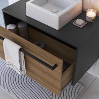 Kit Gabinete Com Cuba E Espelheira 80cm Mel Grafite Proddy Mel Grafite