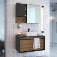 Kit Gabinete Com Cuba E Espelheira 80cm Mel Grafite Proddy Mel Grafite - 6