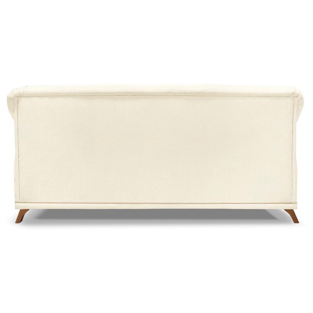 Sofa 3 Lugares Retro Polo 200cm Com Almofada Linho Perola Ezz Perola - 4
