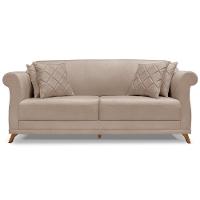 Sofa 3 Lugares Retro Polo 200cm Com Almofada Linho Areia Ezz Areia - 2