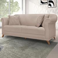 Sofa 3 Lugares Retro Polo 200cm Com Almofada Linho Areia Ezz Areia - 7
