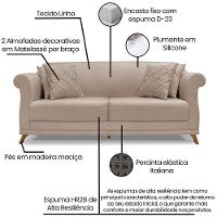 Sofa 3 Lugares Retro Polo 200cm Com Almofada Linho Areia Ezz Areia - 10