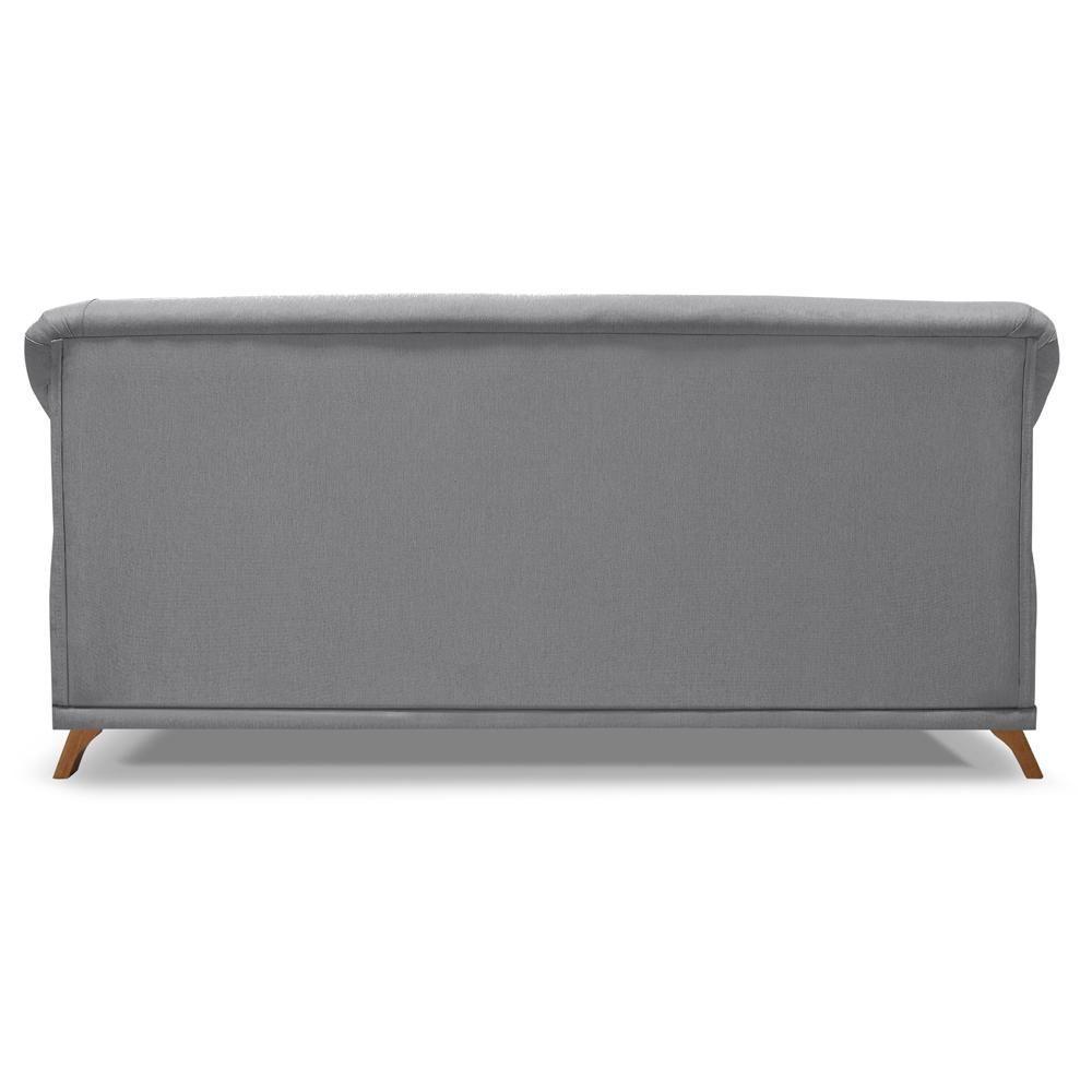 Sofa 3 Lugares Retro Polo 200cm Com Almofada Linho Cinza Ezz Cinza - 5