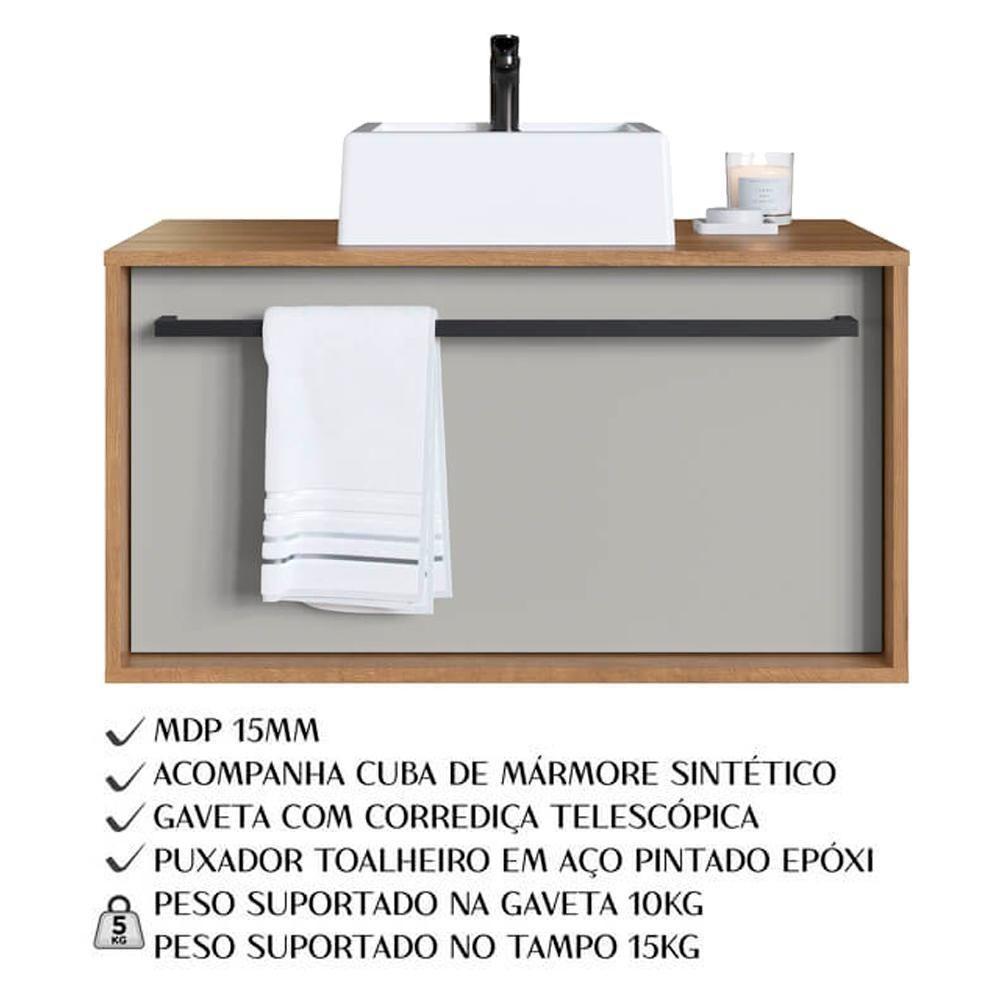 Kit Gabinete Com Cuba E Espelheira 80cm Mel Arenas Proddy Mel Arenas - 7