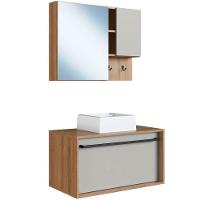 Kit Gabinete Com Cuba E Espelheira 80cm Mel Arenas Proddy Mel Arenas - 1