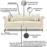 Sofa 3 Lugares Retro Polo 200cm Com Almofada Linho Natural Ezz Natural - 8