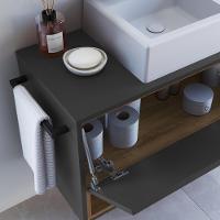 Conjunto Armario E Gabinete 80cm Com Cuba Mel Grafite Proddy Mel Grafite