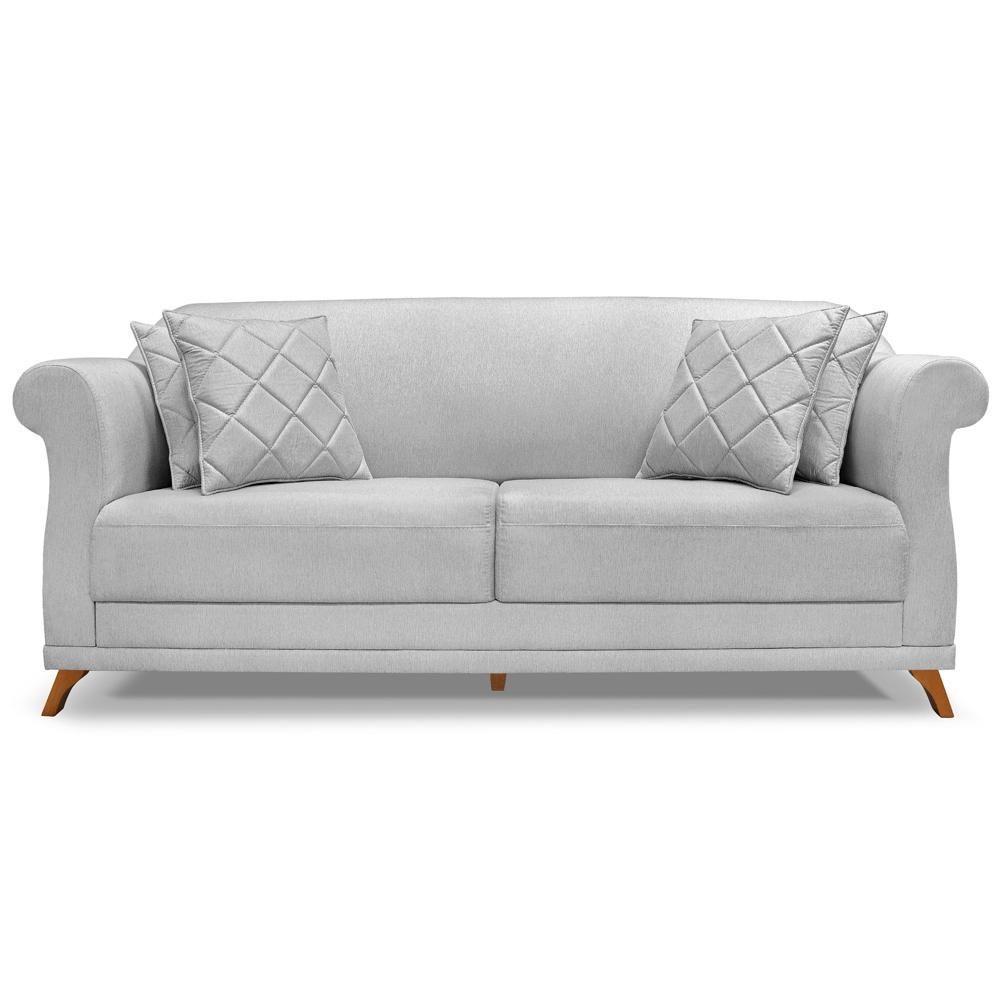 Sofa 2 Lugares Retro Polo 160cm Com Almofada Linho Grigio Ezz Grigio - 2
