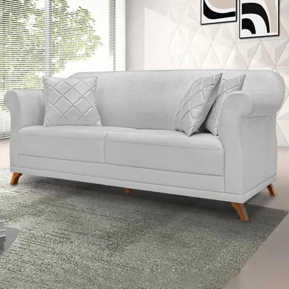 Sofa 2 Lugares Retro Polo 160cm Com Almofada Linho Grigio Ezz Grigio - 8