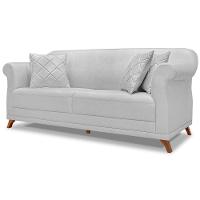 Sofa 2 Lugares Retro Polo 160cm Com Almofada Linho Grigio Ezz Grigio - 1