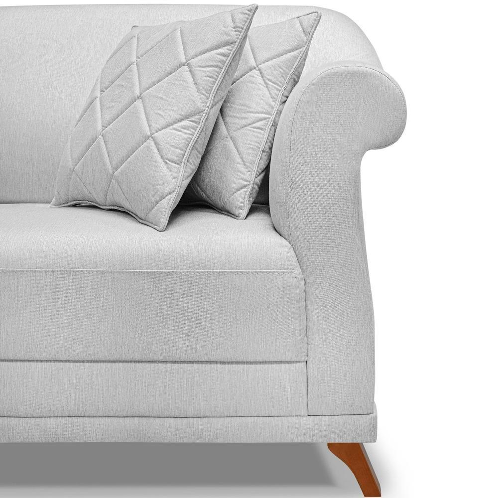 Sofa 3 Lugares Retro Polo 200cm Com Almofada Linho Grigio Ezz Grigio - 4