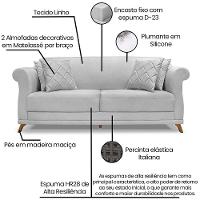Sofa 3 Lugares Retro Polo 200cm Com Almofada Linho Grigio Ezz Grigio - 8