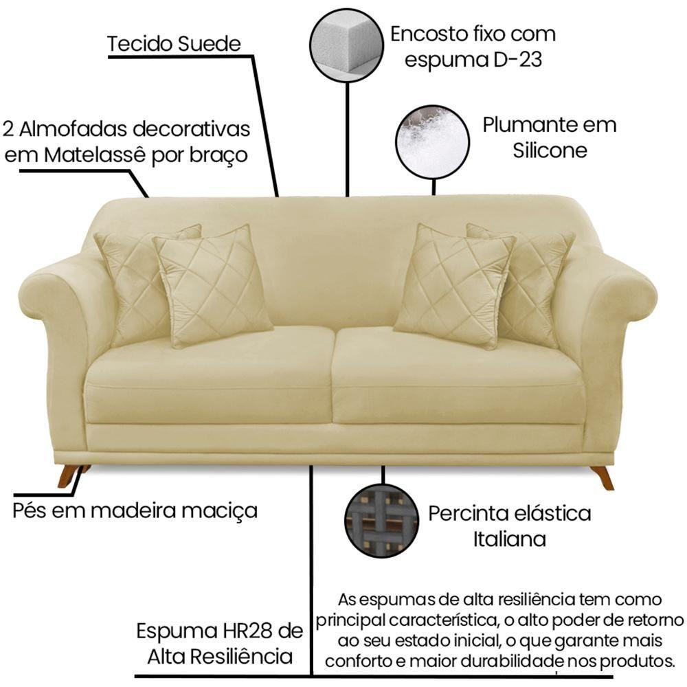 Sofa 2 Lugares Retro Polo 180cm Com Almofada Suede 1100 Ezz 1100 - 8