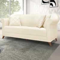 Sofa 2 Lugares Retro Polo 180cm Com Almofada Linho Perola Ezz Perola - 9