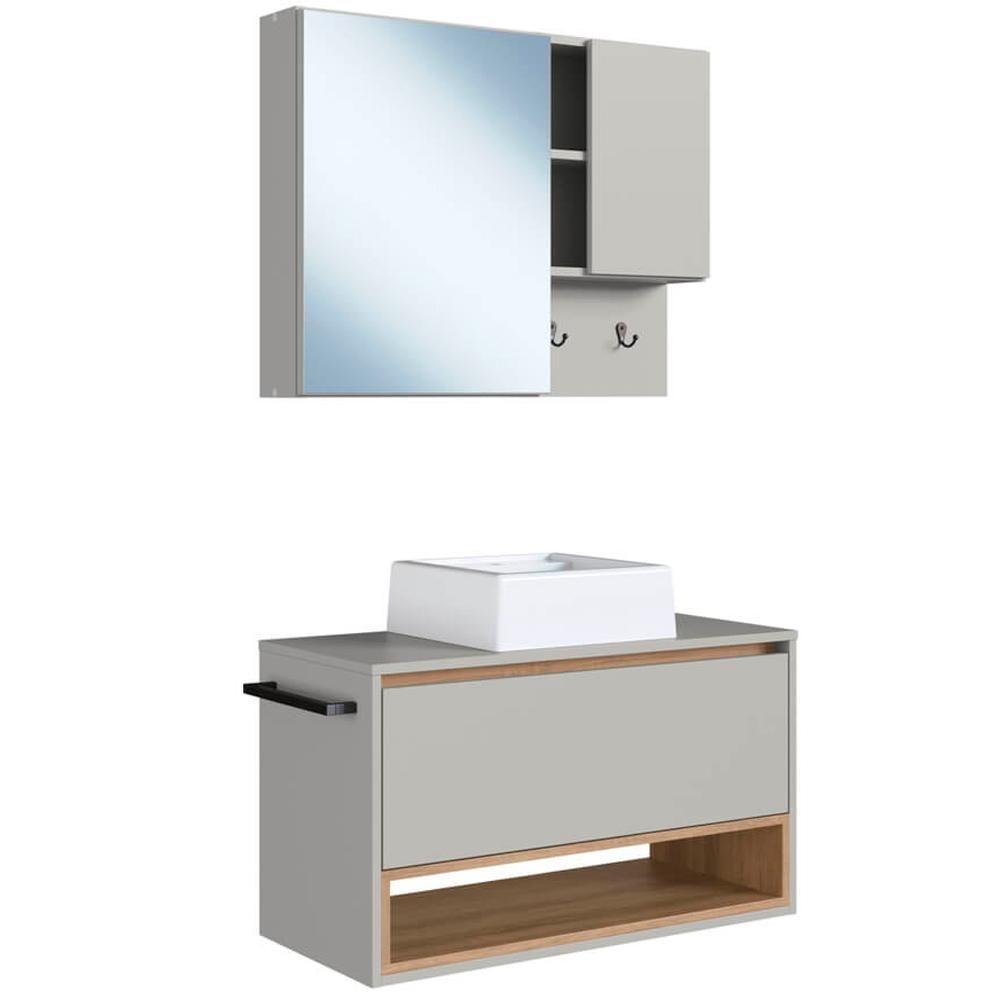 Conjunto Armario E Gabinete 80cm Com Cuba Mel Arenas Proddy Mel Arenas - 1