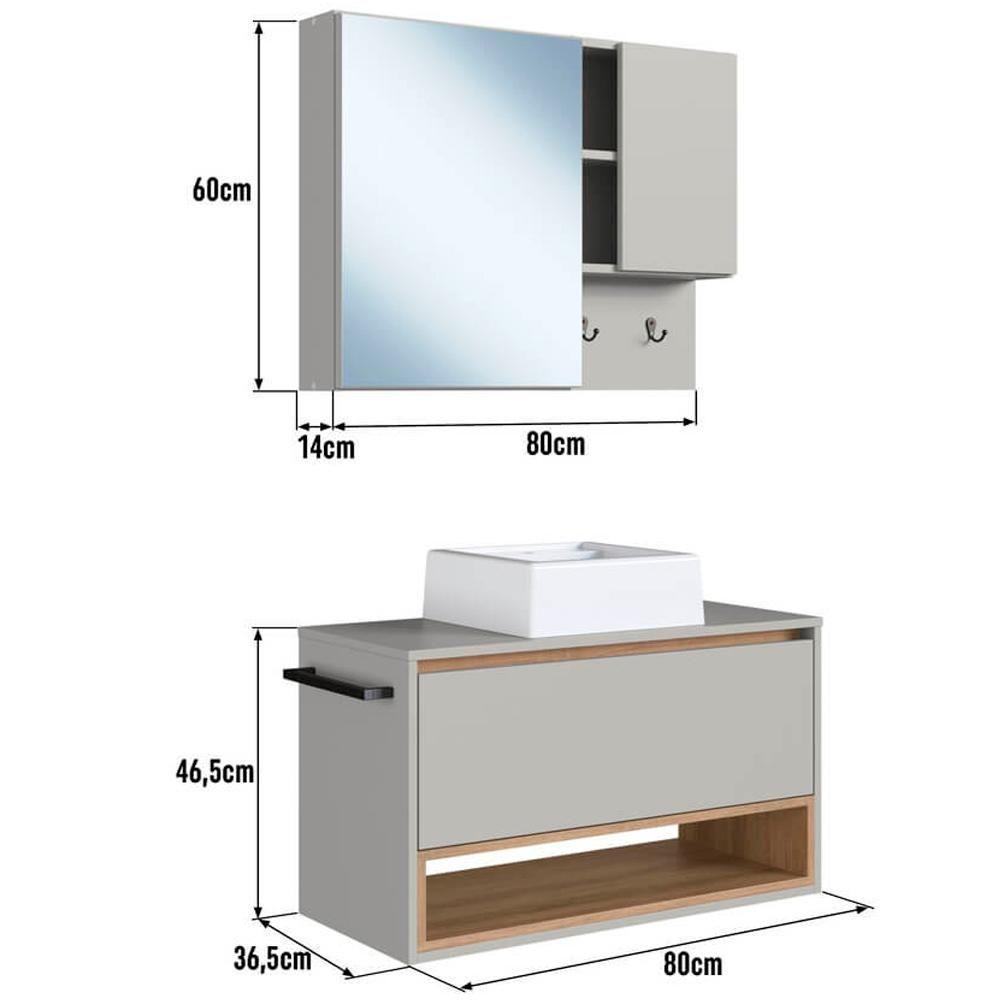 Conjunto Armario E Gabinete 80cm Com Cuba Mel Arenas Proddy Mel Arenas - 5