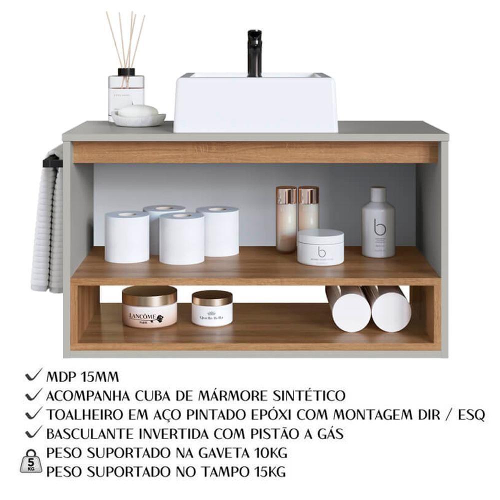 Conjunto Armario E Gabinete 80cm Com Cuba Mel Arenas Proddy Mel Arenas - 7