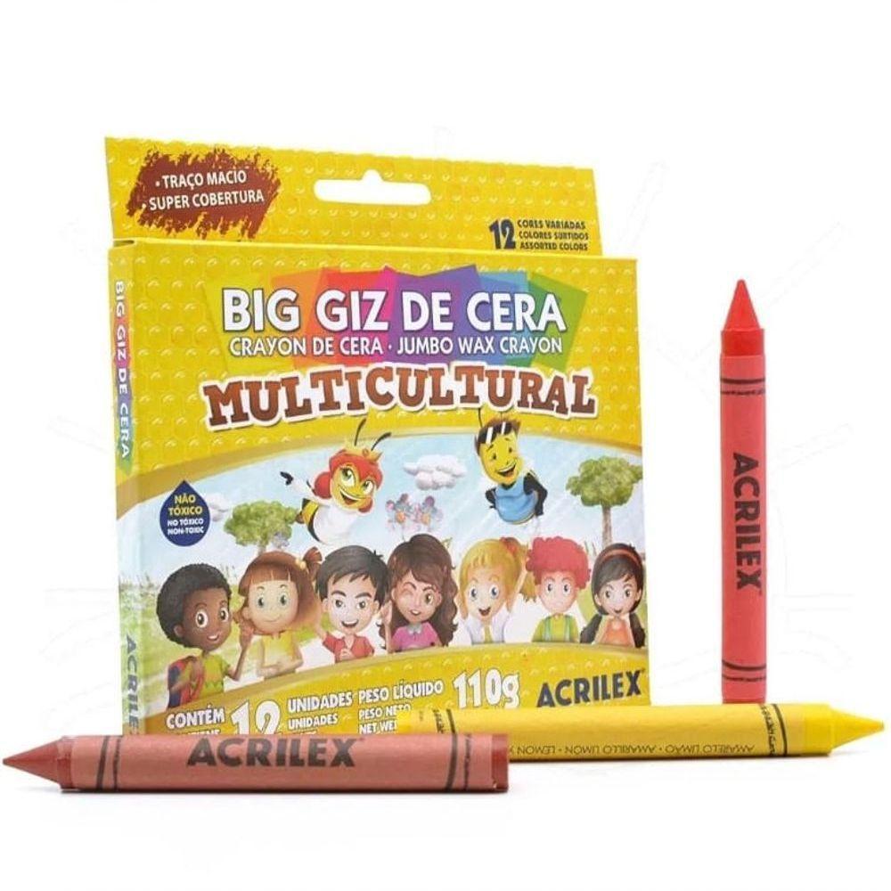 Big Giz De Cera Multicultural 110g - Acrilex - Unica Big Giz De Cera Multicultural 110g - Acrilex - - 1