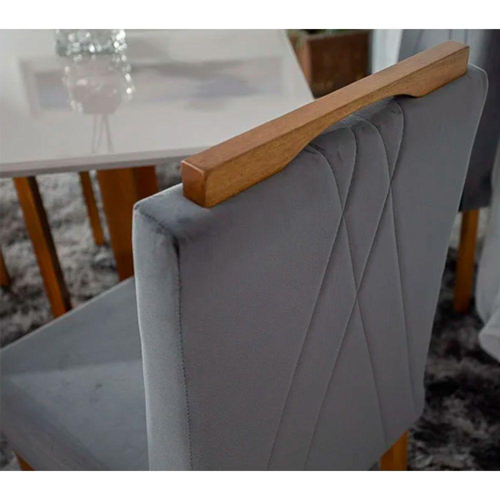 Mesa de Jantar Lisy com 4 Cadeiras Safira Móveis Mundial Mel/Cinza - 4