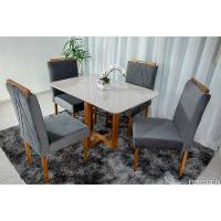 Mesa de Jantar Lisy com 4 Cadeiras Safira Móveis Mundial Mel/Cinza - 2